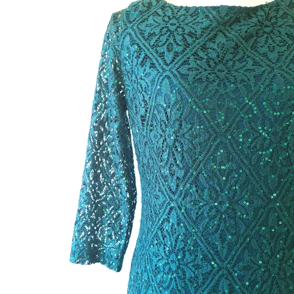 Jessica Howard Green Lace Sequin Dress - Picture 4 of 8